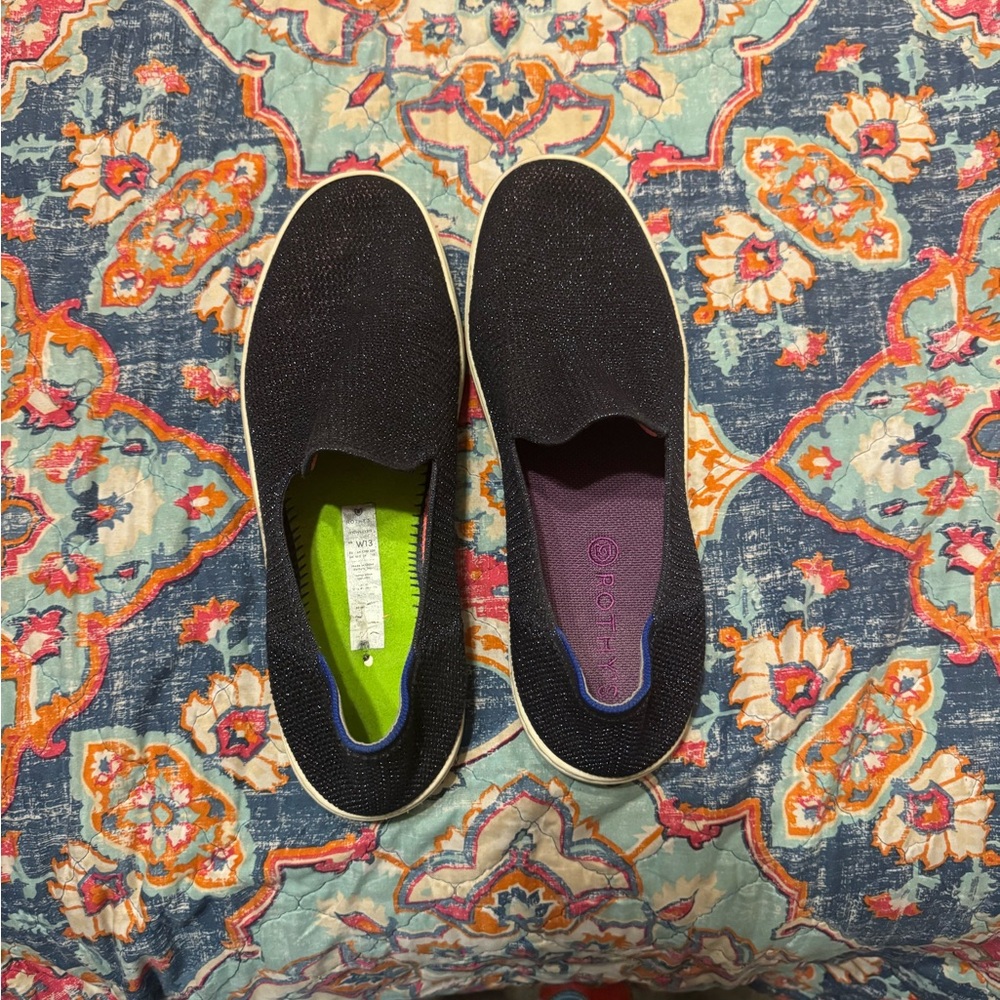Rothy's Navy Blue Slip On Sneakers **missing one insole